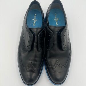 Cole Haan LunarGrand Wingtip Oxford Waterproof Black Blue Sole Women’s 8.5